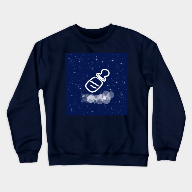 Pacifier, baby, kids, child, food, milk formula, technology, light, universe, cosmos, galaxy, shine, concept Crewneck Sweatshirt by grafinya